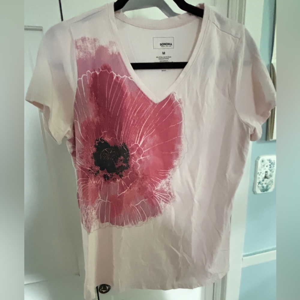 Sonoma Pink Flowered Tee Medium